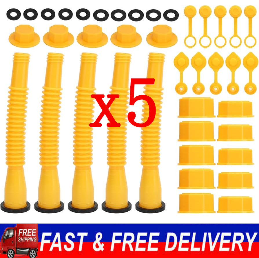 5X Replacement Gas Can Spout Nozzle Vent Kit for Plastic Gas Cans Old Style Caps