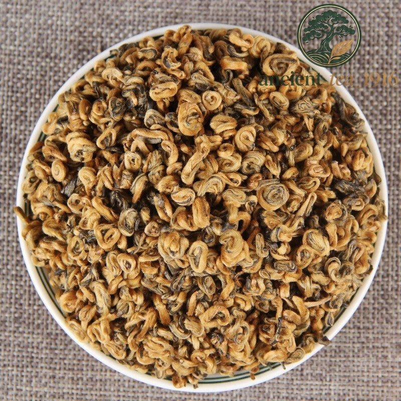 250g Premium Golden Snail Dian Hong Jin Luo Handmade Pure Bud Yunnan Black Tea