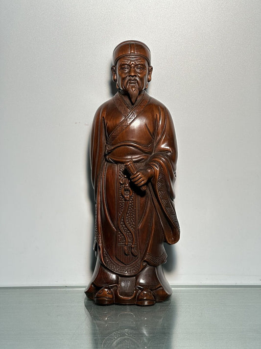 Vintage Chinese Boxwood Hand Carving Wooden Figure Statues Wood Figurines Decor