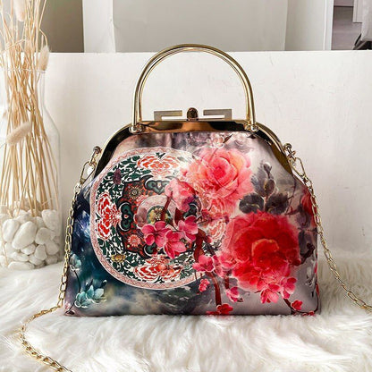 Shoulder Crossbody Bag Spring Flowers Bags Lock Shell Purse Vintage Bag Handbags