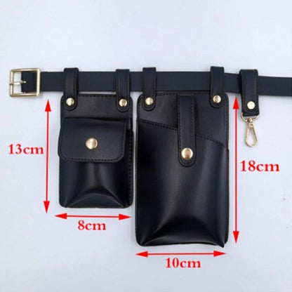 Women Fanny Pack Leather Belt Bag Waterproof Multi-pocket Waist Pack 17*10/13*10