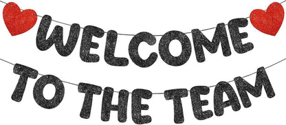 Pre Strung Welcome to the Team Banner with Two Heart Signs, NO DIY, Glitter Welc