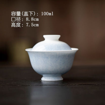 1pc Hand-drawn Sprinkle Blue Butterfly Love Flower Er Cai Gaiwan Tea Cup