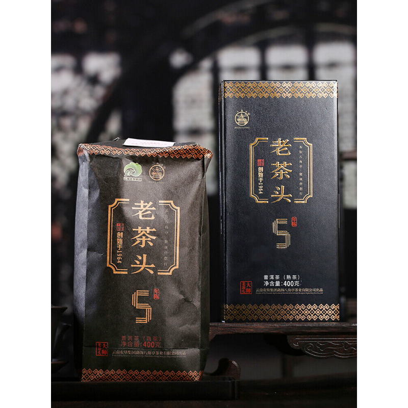 Ripe Cha Pu'er 5 Years Aged Puer Tea LAO CHA TOU * Ba Jiao Ting Pu-erh 400g
