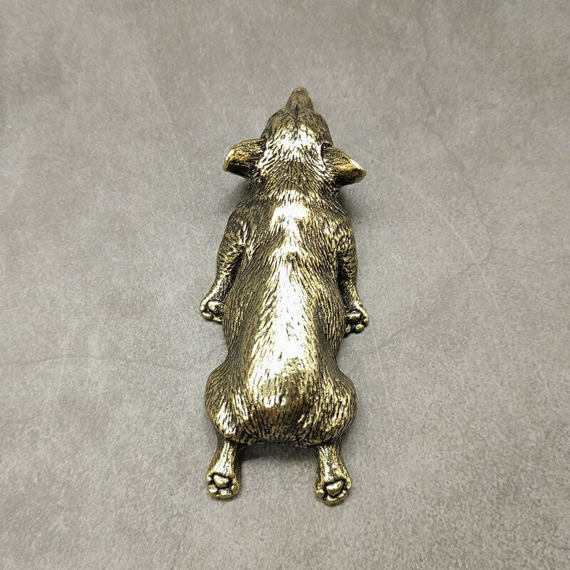 Solid Brass Corgi Dog Figurine Dog Statue Home Ornaments Animal Figurines Gift
