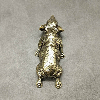 Solid Brass Corgi Dog Figurine Dog Statue Home Ornaments Animal Figurines Gift
