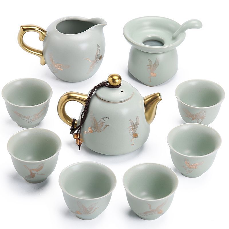 Boutique Ruyao Craft Tea Set Chinese Ceramic Tea Pot Matching Tea Cup Filter Net