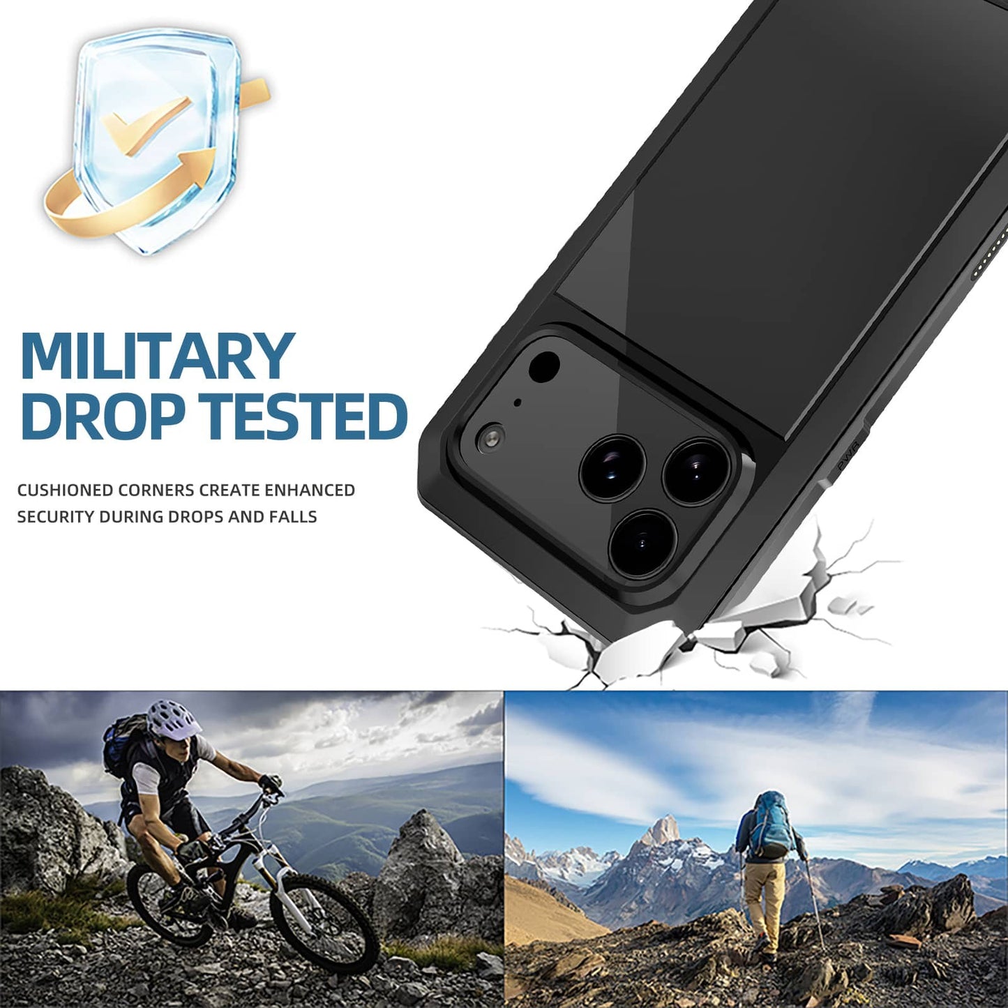 For iPhone 17 Pro Max Air Metal Case, Heavy Duty Shockproof Tough Rugged Case