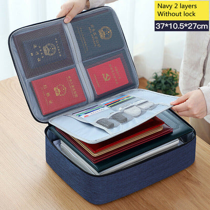 Storage Bag Large Capacity Multi-Layer Document Tickets Certificate File Storage
