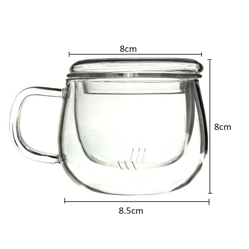 Glass Teaset Tea Water Cup Heat Resistant Coffee Drinkware Tea Infuser FilterLid