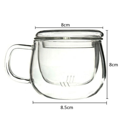 Glass Teaset Tea Water Cup Heat Resistant Coffee Drinkware Tea Infuser FilterLid