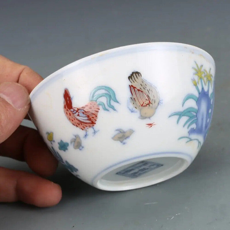 Exquisite Old Porcelain Famille-Rose Porcelain - Chicken Bowl Ming Chenghua