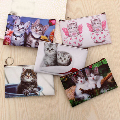 Girls Cute Cat Coin Purse Women Kids Mini Wallet Zipper Cartoon Bag Pouch Holder
