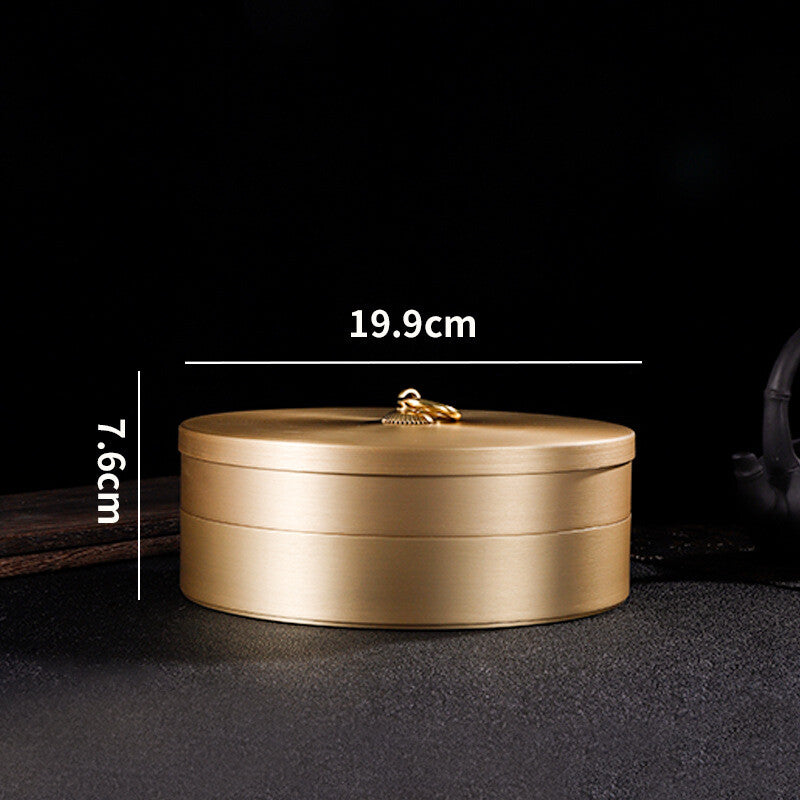 Pure Copper Tea Canister With Lid For Pu'er Tea Cake Handmade Sealed Tea Jar New