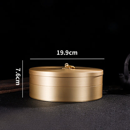 Pure Copper Tea Canister With Lid For Pu'er Tea Cake Handmade Sealed Tea Jar New
