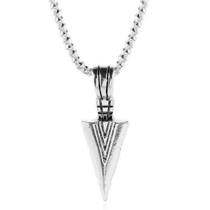 Stainless Steel Spear Arrowhead Arrow Head Pendant Chain Necklace For Men Boys