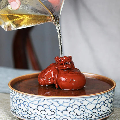 Yixing PurpleTea Pet Luck Cornucopia Fish Figurine Ornaments Handmade Sculpture