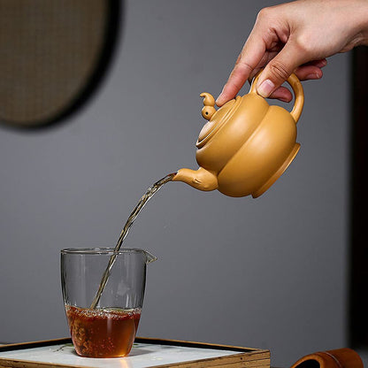 240ml Yixing Purple Sand Pot Handmade Gourd Teapot Household Kung Fu Tea Set