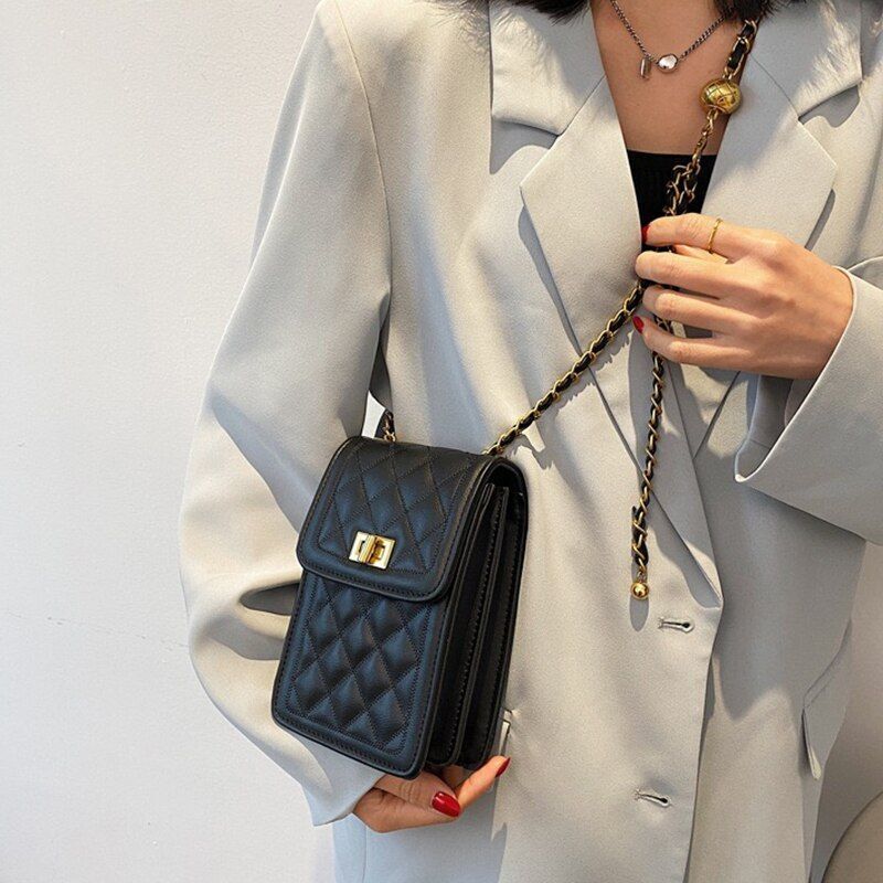 Phone Purse Diamond Chain Shoulder Bag Messenger Crossbody Purse 19*12*8CM Nylon