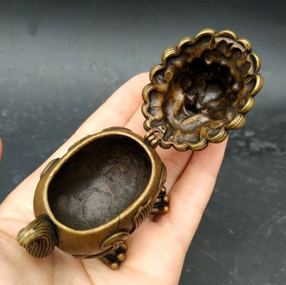 Chinese Brass Pi Xiu Statue Incense Burner Holder Decor