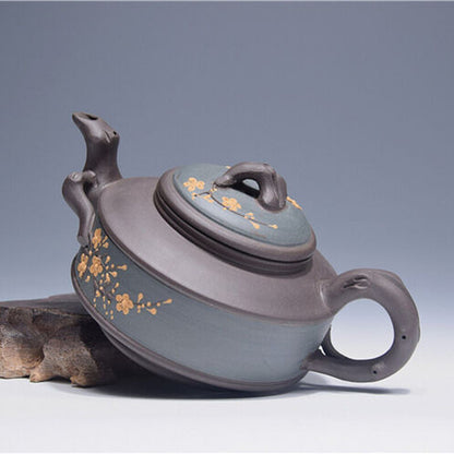 Retro Chinese Yixing Purple Clay Handmade Plum Flower Teapot Kung Fu Teapot