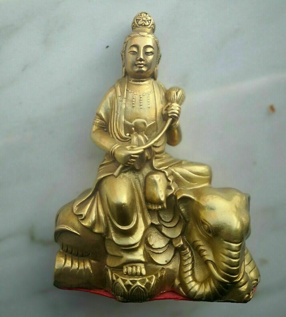 Bodhisattva ManjusriBrass Samantabhadra Statue Buddhism Guan Yin Buddha Decor