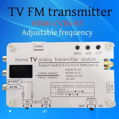 White Analog TV Signal Transmitter Home Analog TV Transmitter w/ OLED Screen