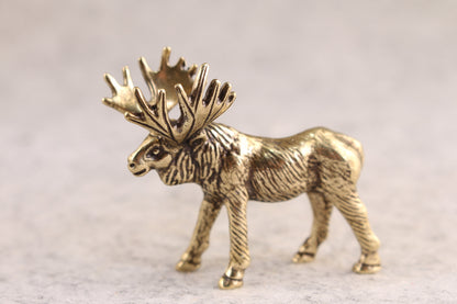 Netsuke Mini Chinese Brass Handwork deer figure Statue tea pet fengshui