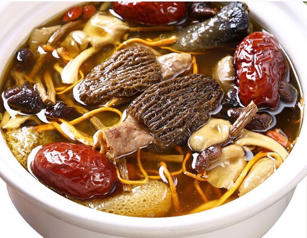 Dried mushroom soup material Nine kinds of mushrooms, Cordyceps/Hericium erinaceus/Morchella/Agaricus blazei Murill/Dictyophora/Agrocybe aegerita/Pleurotus eryngii/Agrocybe aegerita/Cordyceps.