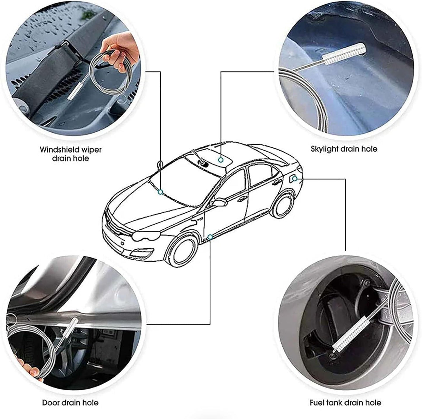 Refrigerator Scrub Brush Flexible Cleaner Hole Car Sunroof Drain Clog Remover