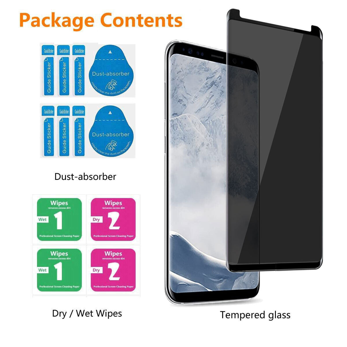 For Samsung Galaxy S8 / S8 Plus Glossy Privacy Tempered Glass Screen Protector