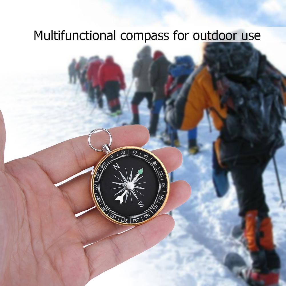 1pc Camping Compass Portable Outdoor Aluminum Gold Lightweight Practical Hiking
