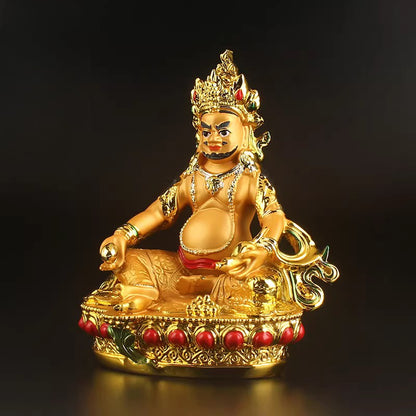 Yellow Jambhala Vajrayana Resin Gilding Buddha Statue Handicraft Ornament