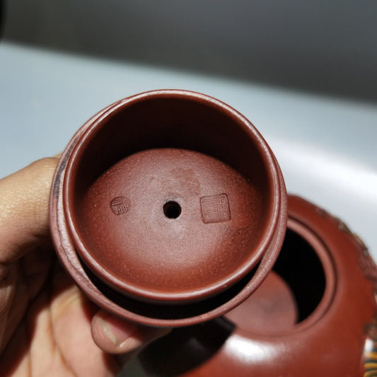 Vintage Chinese Yixing Purple Clay Teapot Zisha Ceramic Plum Blossom Teaware Art