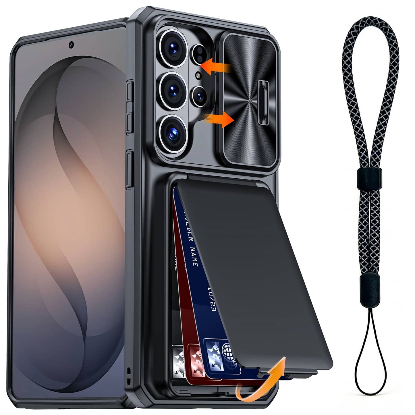 For Samsung Galaxy S25 Ultra 2025 6.9" Case Wallet+Wrist Strap with Card Holder