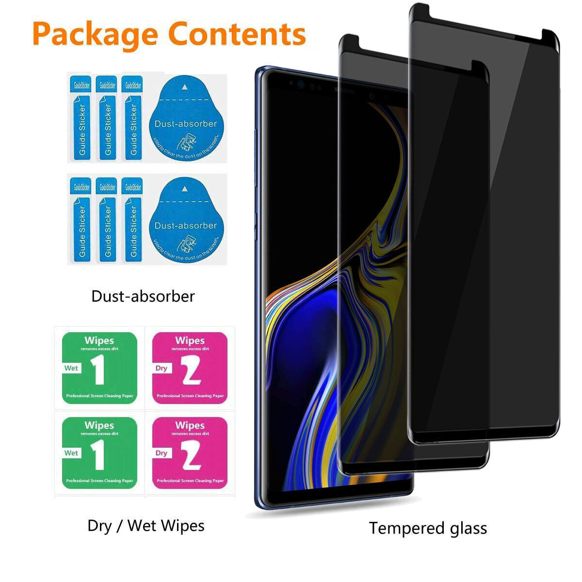 For Samsung Galaxy Note 9 Glossy Slim Privacy Tempered Glass Screen Protector