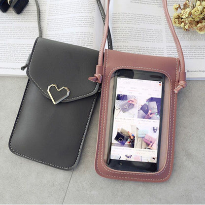 Handbag Women Bags Heart-shaped Transparent Simple Retro Mobile Phone Buckle Bag