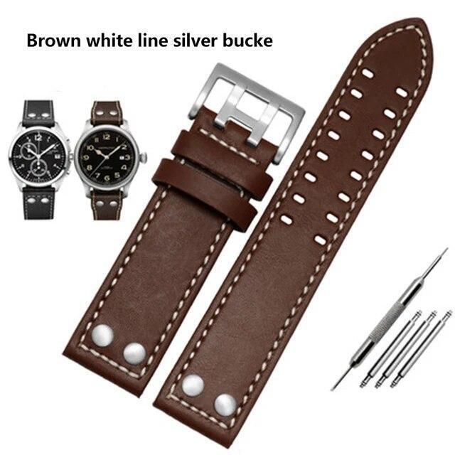 Genuine Leather Watches Straps For Hamilton Khaki Aviation H77755533 H77616533