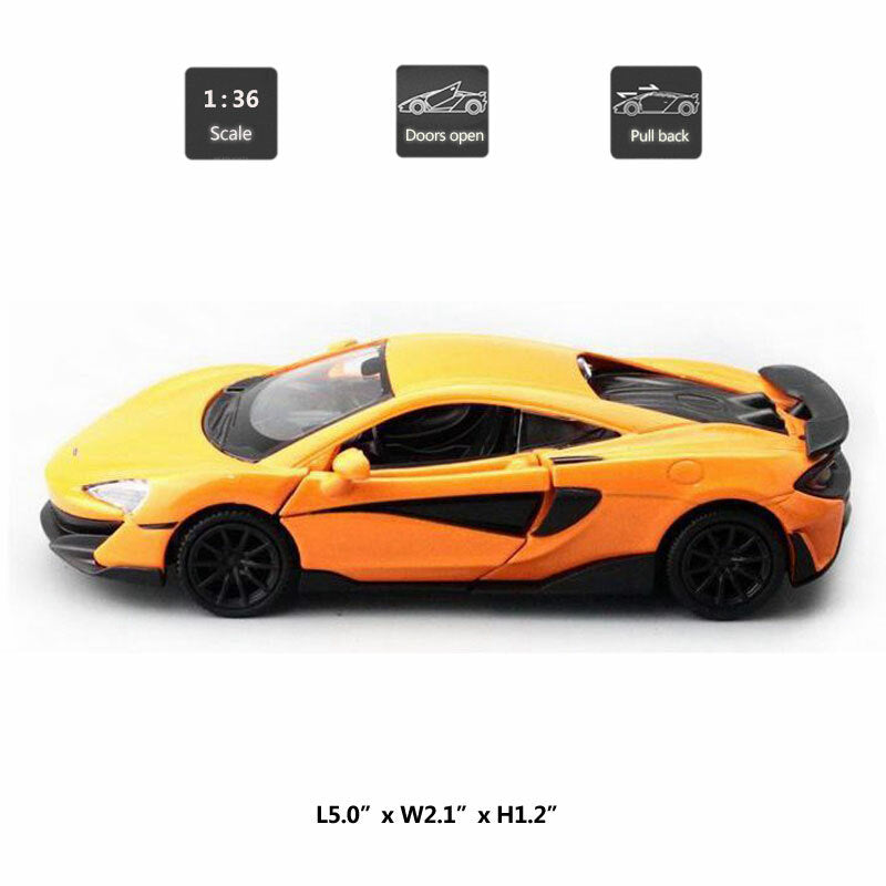 1/36 McLaren 600LT Model Toy Car Diecast Toy Vehicle Boys Toys Kids Gifts Orange
