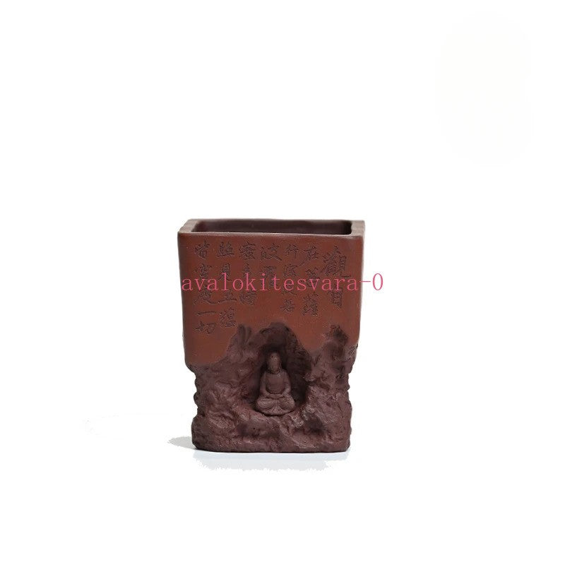 120ml Yixing Purple Clay Grottoes Buddha Teacup Zen Tea-tasting Cup Master Cup