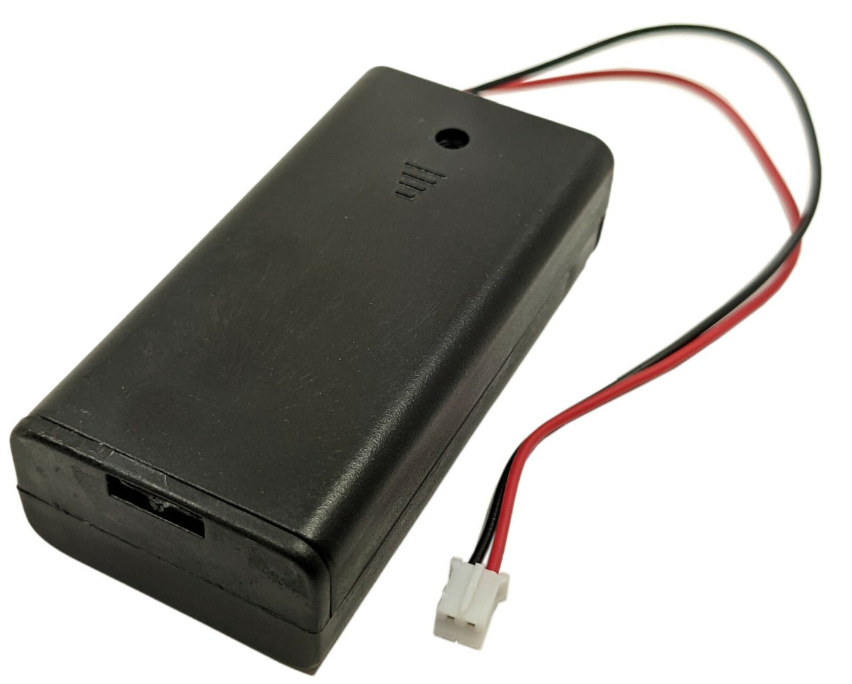 AA Battery Holder with Cover and JST Connector (Holds 2 AA Batteries)