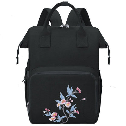Big Women Bag Waterproof Baby Care Backpack Flower Embroidery Outdoor Traveling