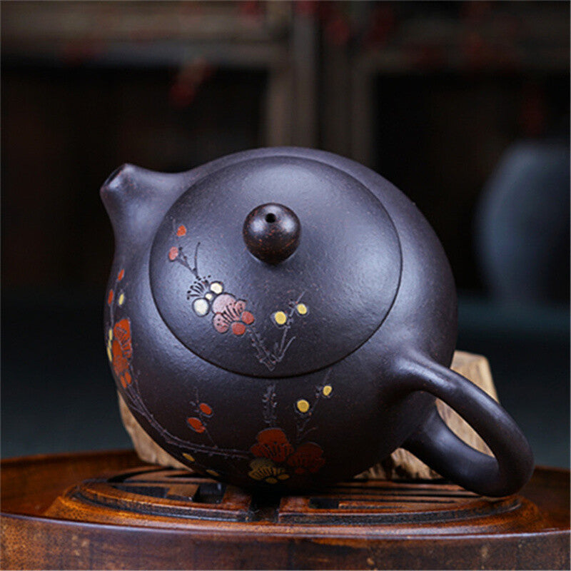 Xishi Pot Handmade Wintersweet Carved Real Yixing Zisha Clay Tea Pot Marked New