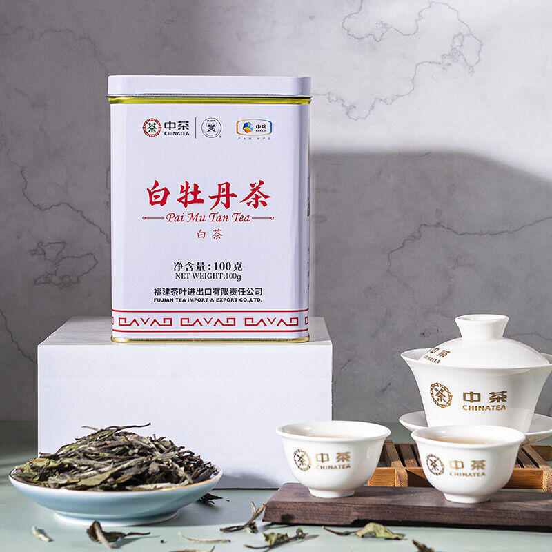 CHINATEA Fujian White Tea Pai Mu Tan Tea White Peony Tea Bai Mu Dan 100g Tin