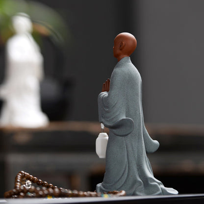 Taoism Style Tea Pet Home Table Decoration Zisha Porcelain Monk With Light New