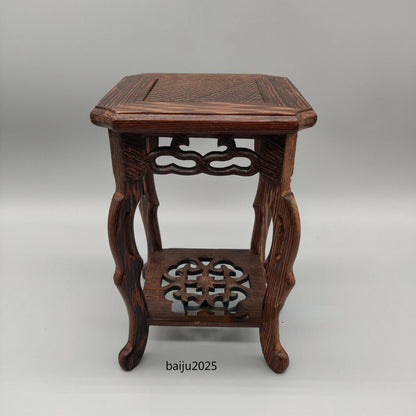 5.7'' Chinese Wooden Stand Decor Small Square Semi Cascade Bonsai Display