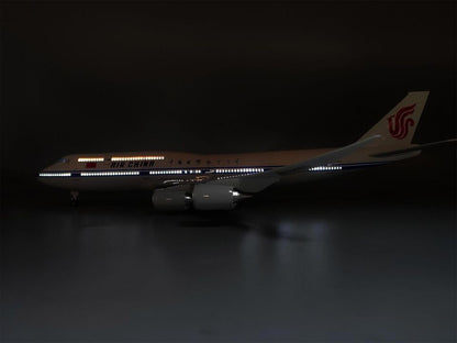 47CM 1:160 AIR CHINA BOEING 747-8 Plane Led Sound-controlled Light Resin Model