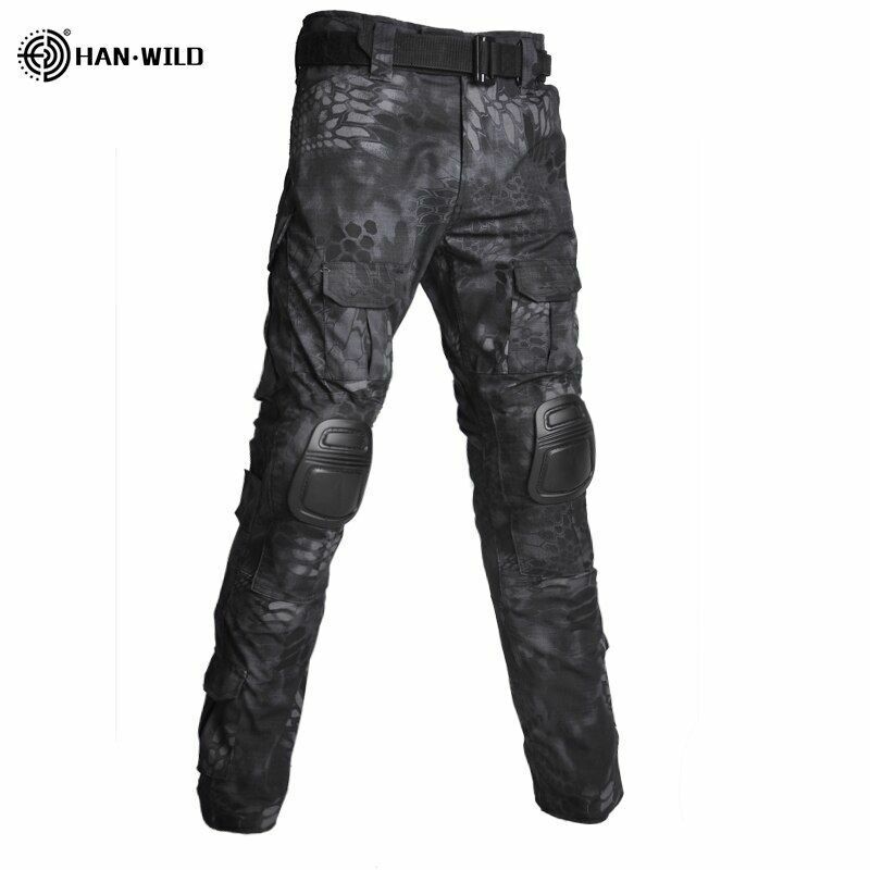 T-Shirt AND Pants Set Camouflage Suit Hiking Trousers Non Slip Silicone Elbow XL