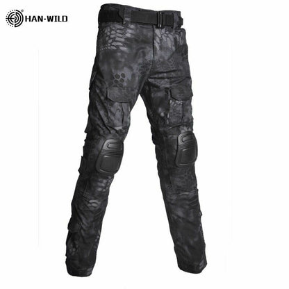 T-Shirt AND Pants Set Camouflage Suit Hiking Trousers Non Slip Silicone Elbow XL
