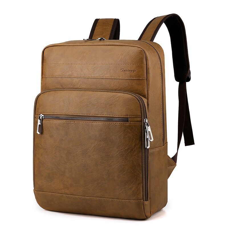 Multifunctional Backpack Men PU Leather Laptop Backbag Portable Travel Bag Male